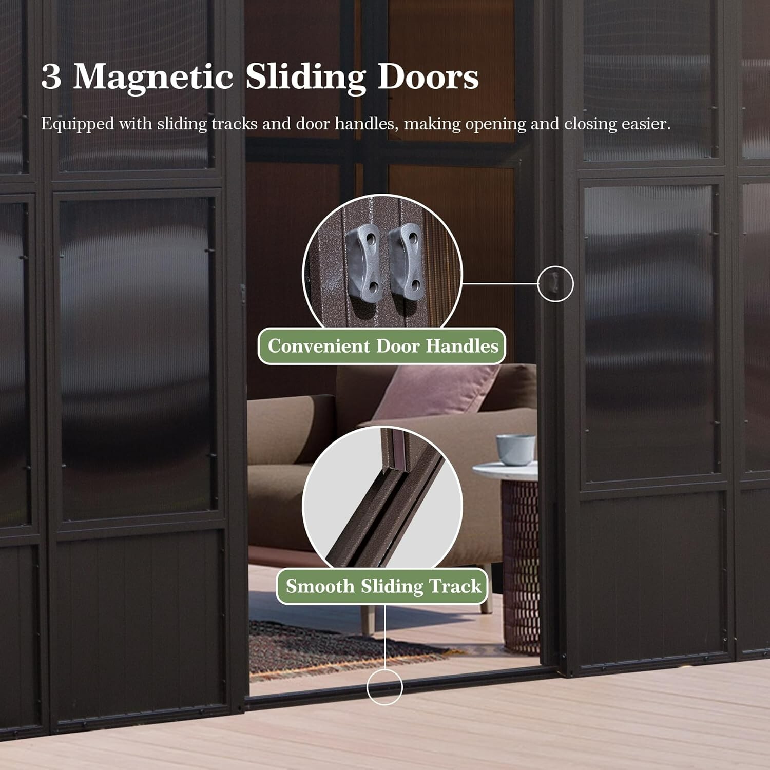 Domi 12x20FT Wall-Mounted Sunroom Gazebo, Steel Roof, Moveable PC Screen, Patio