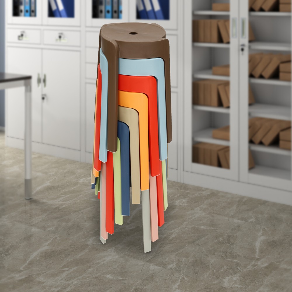 Plastic Stool Counter Kitchen Stools 18'' Set of 4 Backless Stackable Bar Stools