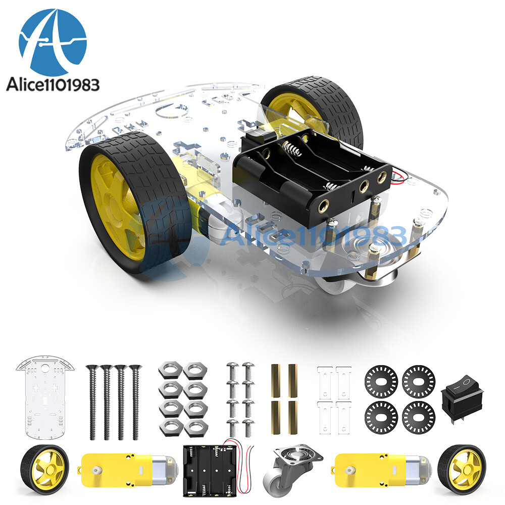 2WD Smart Robot Car Chassis Kit w/ Speed Encoder Battery Box for Arduino 2 Motor