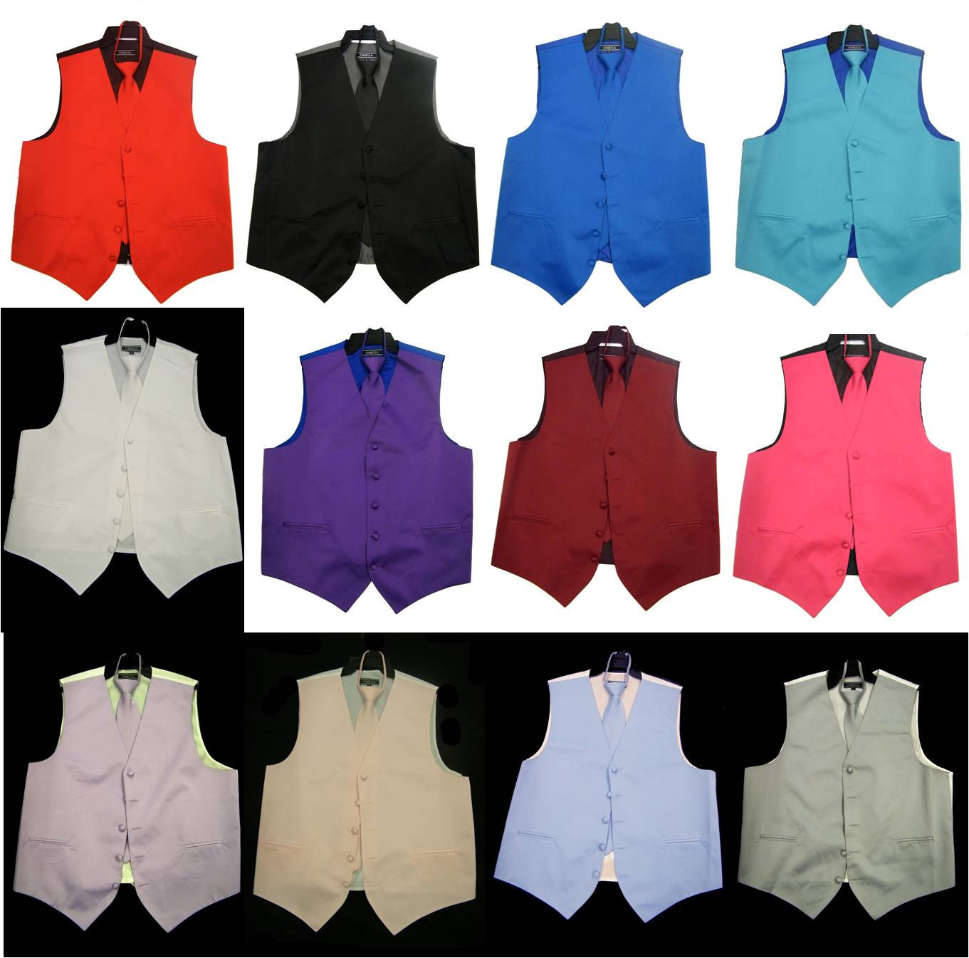 Mens Dress Vest with Neck Tie Set 12Colors All sizes