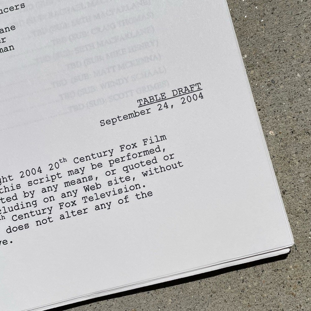American Dad SEASON ONE 2004 Production Used Table Draft Script Seth MacFarlane