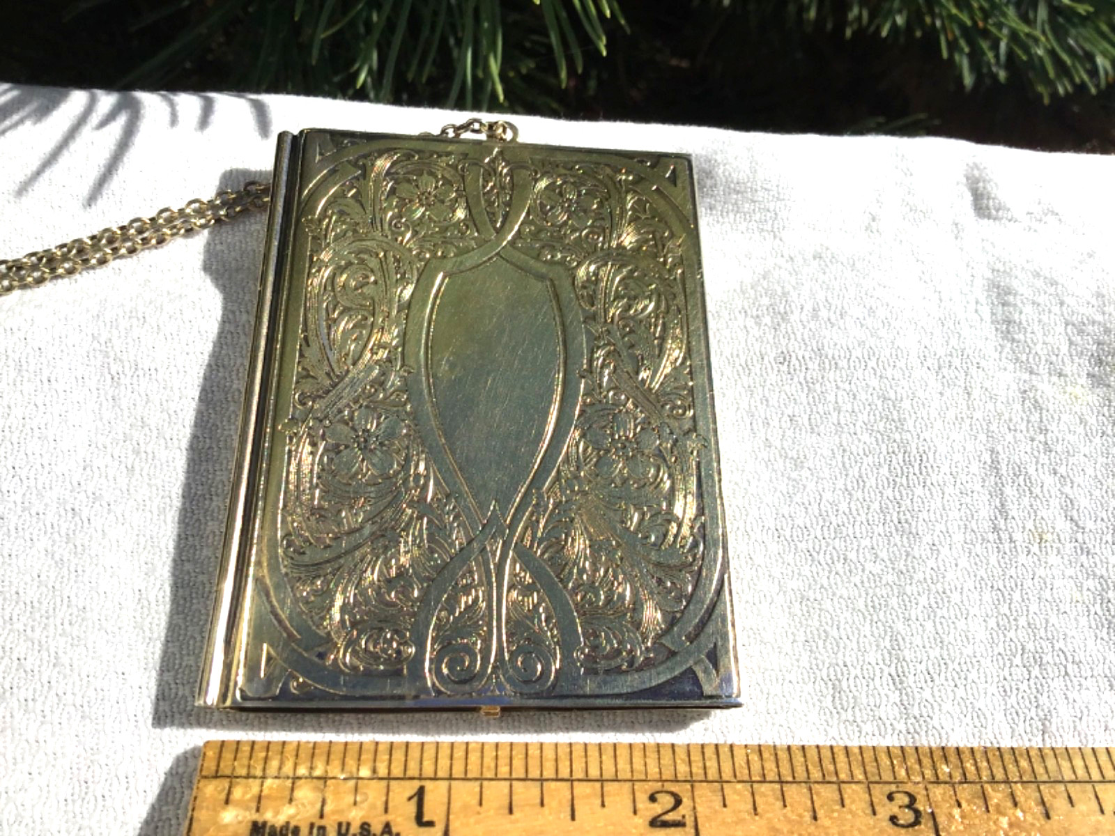 Gilt sterling Edwardian calling card case with hand chain William Kerr Co 1905
