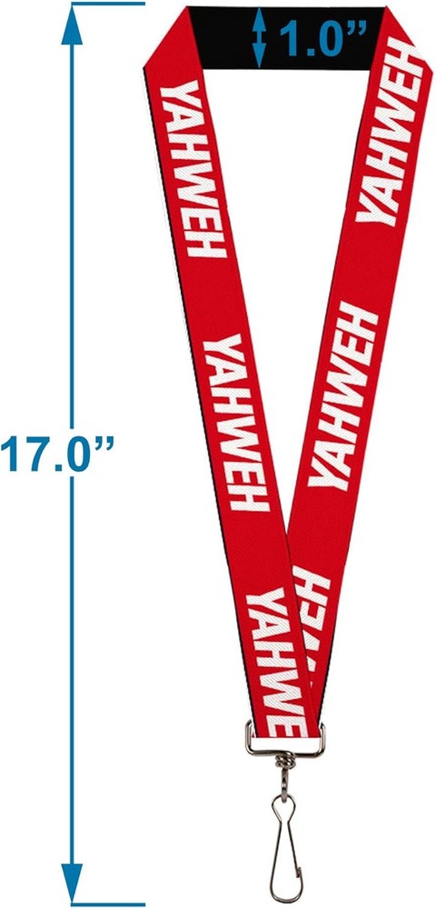 Buckle-Down Lanyard, Yahweh Text Red White, Elastic