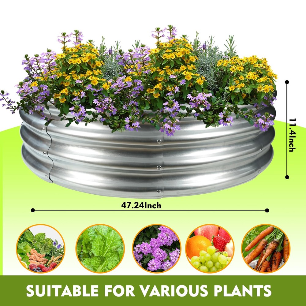 4FT Diameter Camp Fire Ring Pit, Large Round Galvanized Steel Fire Pit, Heavy...