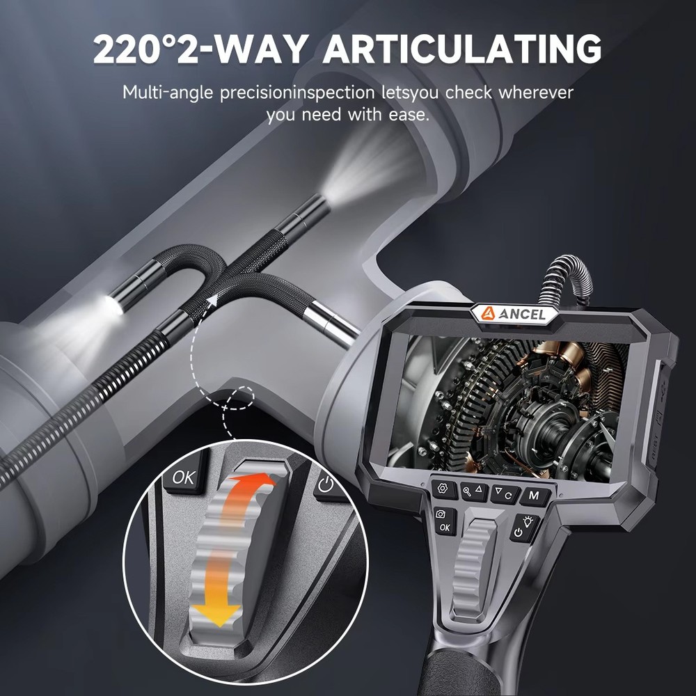 ANCEL AN301 Endoscope Camera Industrial Inspection Articulating Borescope TwoWay