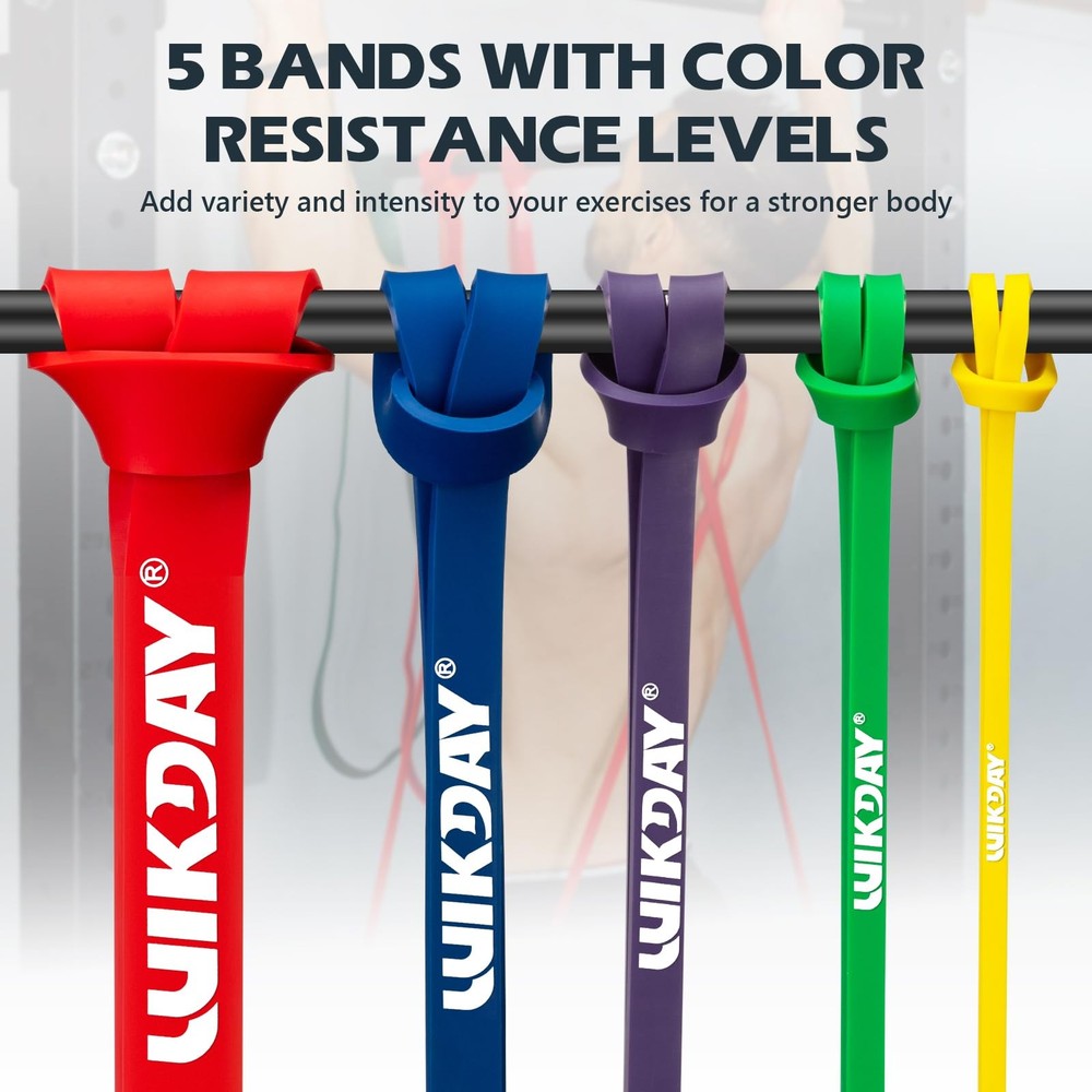 WIKDAY Resistance Bands for Working Out, Exercise 8-100 lbs, 01 Multicolour
