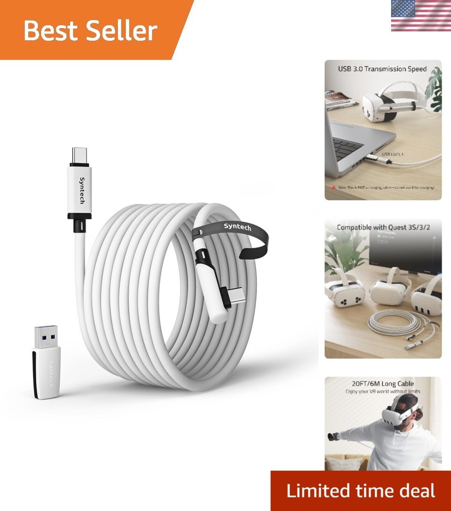 20FT USB 3.0 VR Link Cable with Enhanced Durability for Oculus & Pico 4 Systems