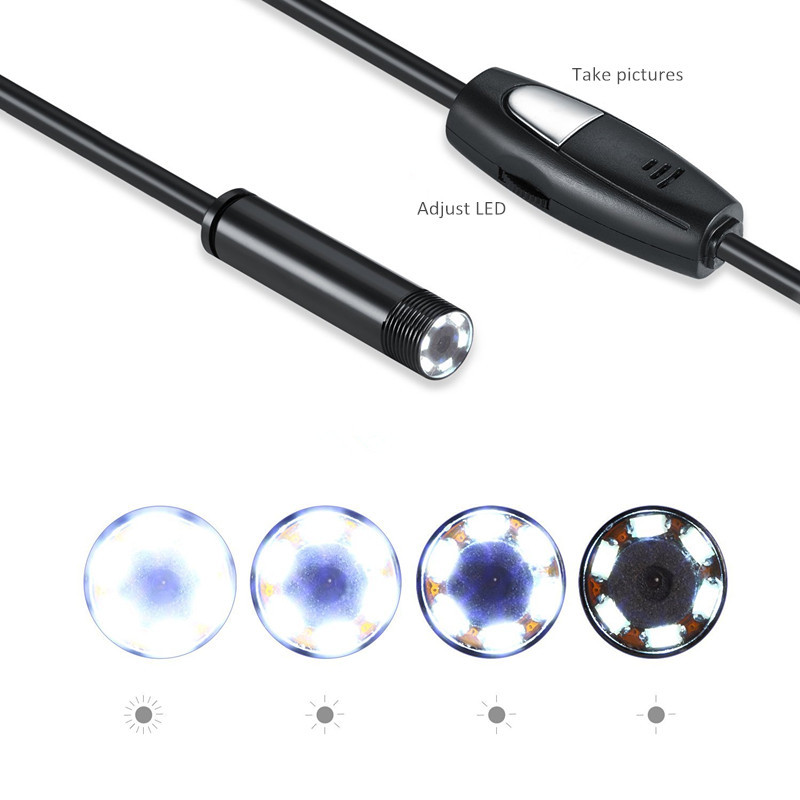 6 LED 7mm Endoscope Waterproof Inspection Borescope Camera 5M Cable For Android
