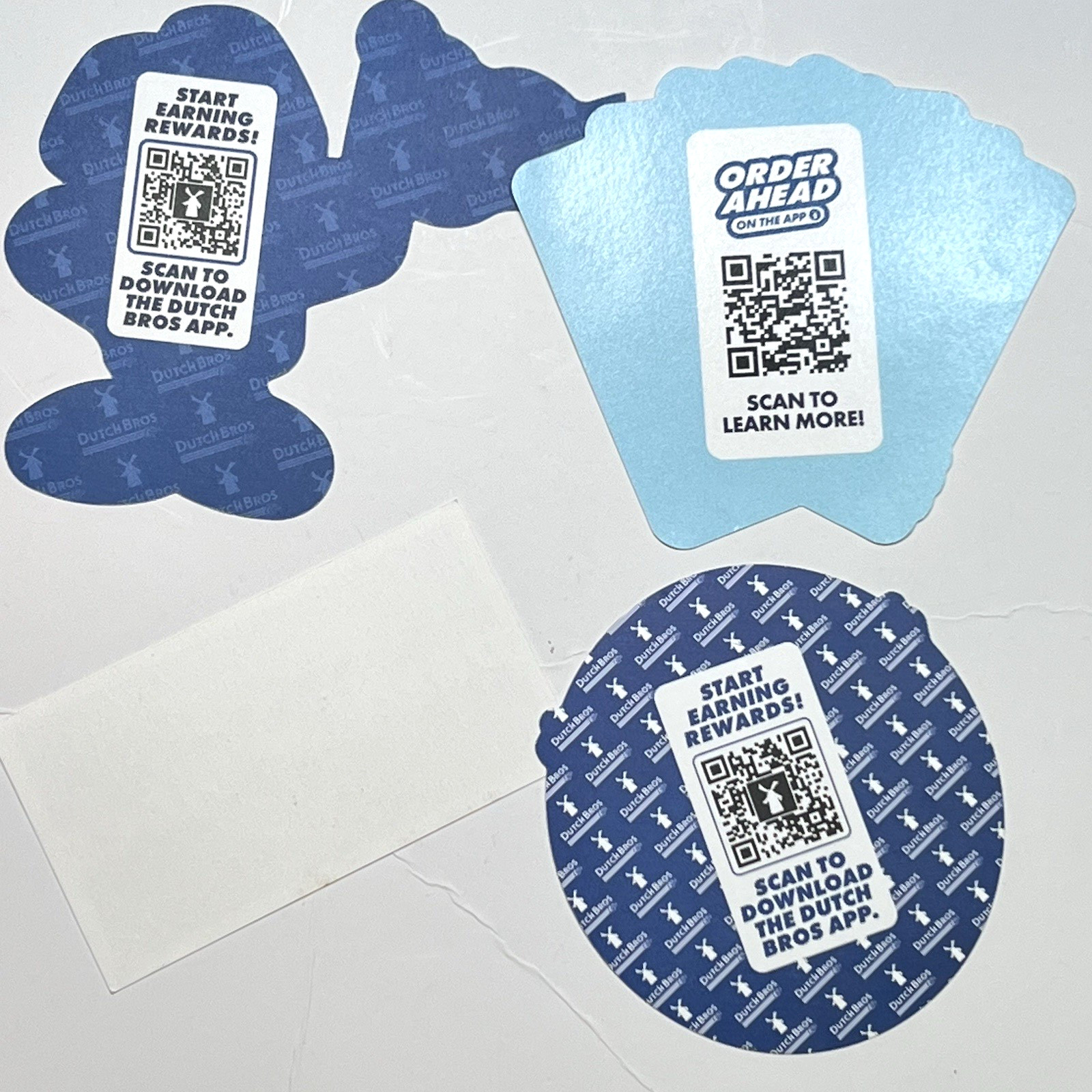 Lot of 4 Misc Dutch Bros Coffee Stickers Positive Vibes Cold Brew Playing Cards