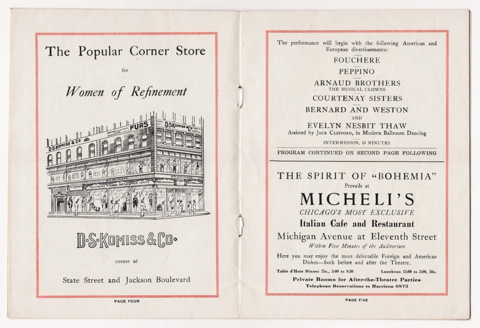 Artists' Model and Actress EVELYN NESBIT THAW ("Ragtime") 1913 Chicago Program