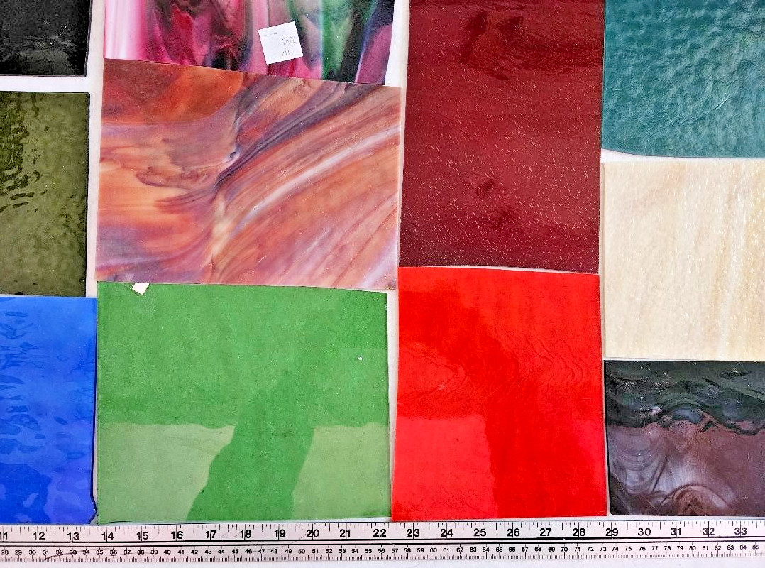 9 & 1/2 Pounds of Assorted Multicolor Stained-Glass Large Scraps/Sheets