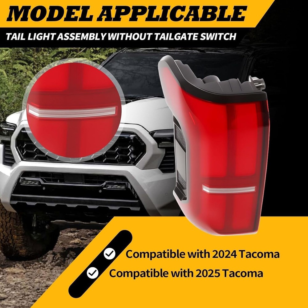 Left Tail Light Assembly Tacoma 2024-2025 w/o Tailgate Switch