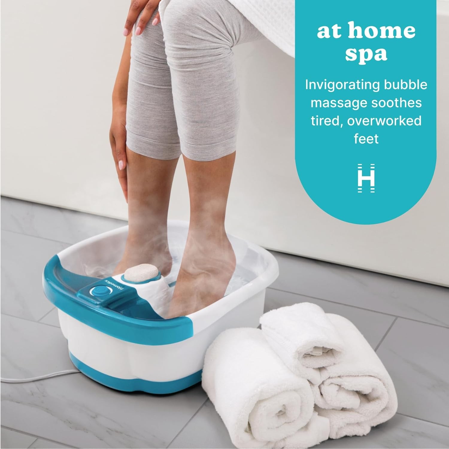 Homedics Bubble Mate Foot Spa, Toe Touch Controlled Foot Bath Invigorating Heat
