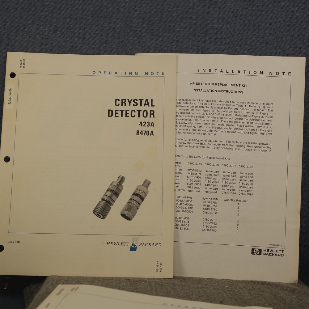 HP 423A / 8470A Crystal Detector Operating Note #1