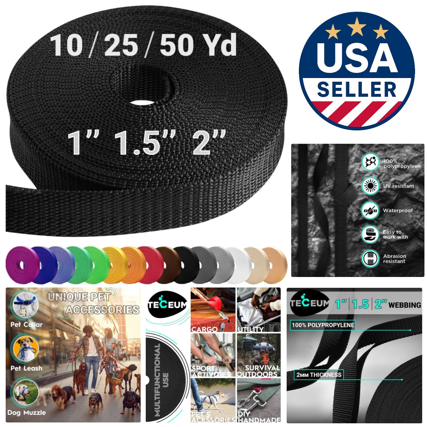 Customized 2" Heavy Duty Webbing: 25 Yards Black Polypropylene for Every Project