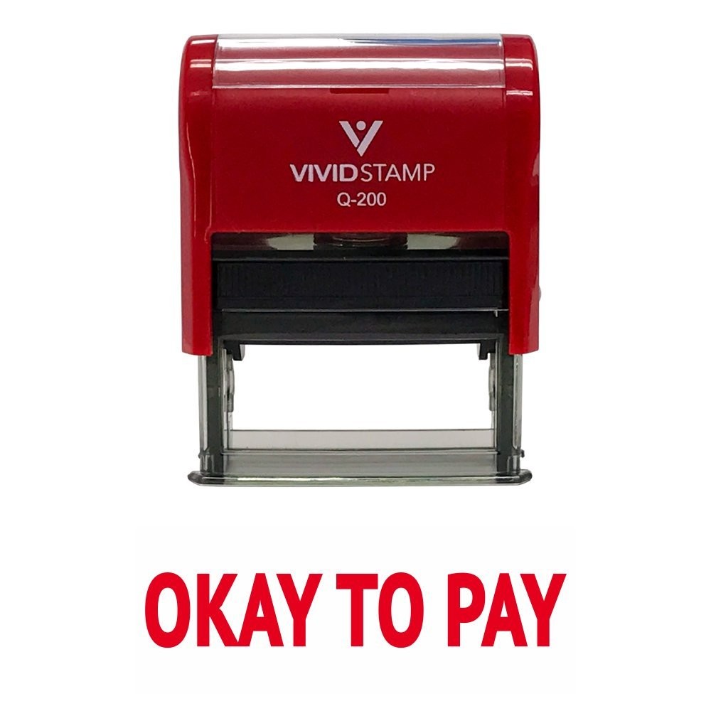 Okay to Pay Self Inking Rubber Stamp Red Ink - Medium