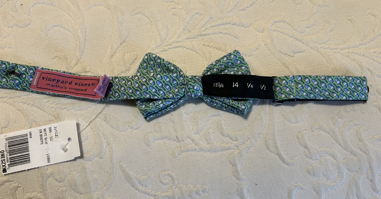 NWT Vineyard Vines Boys Silk Bow Tie Buoys Green Blue New