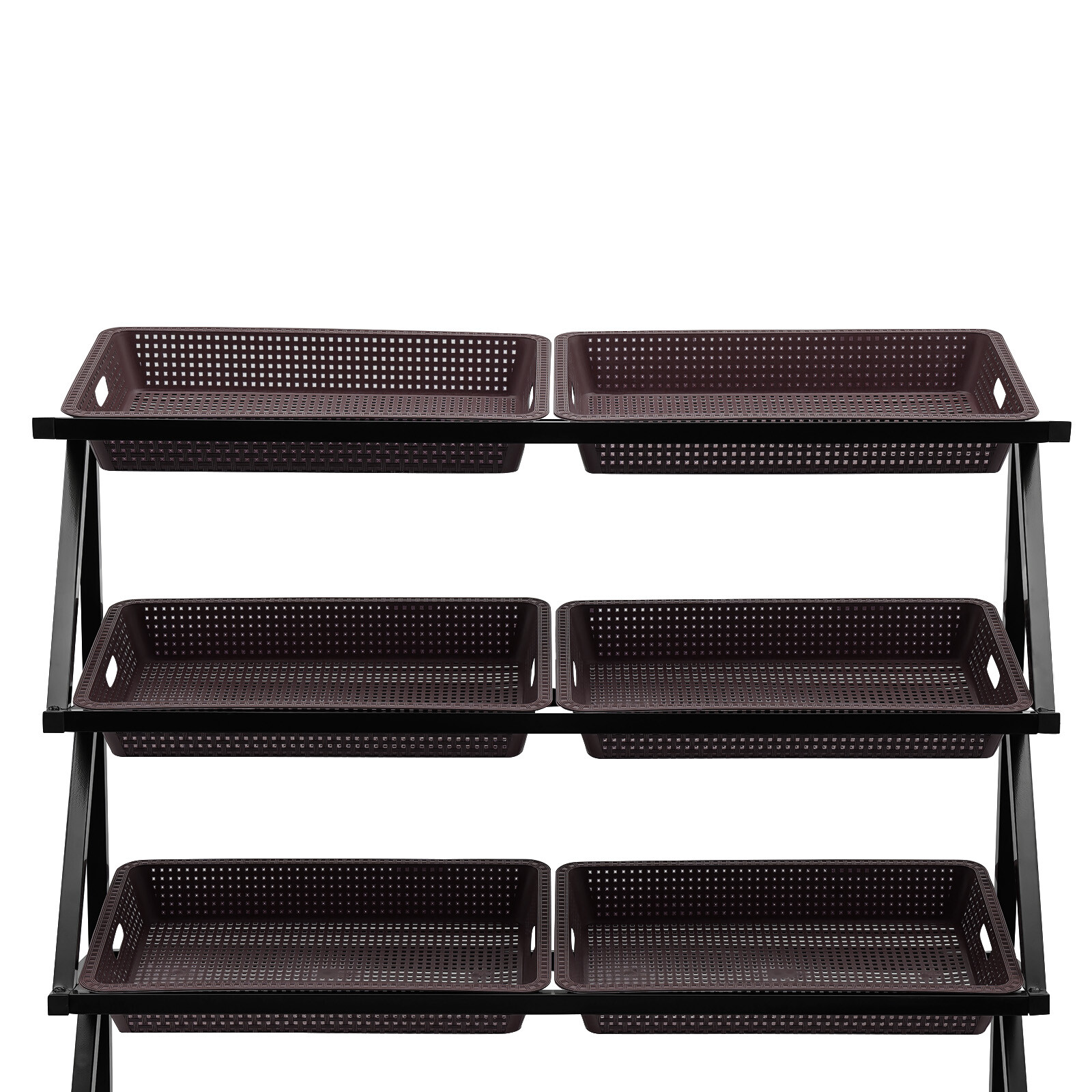 Market Retail Display Rack Shelf + 10x Merchandiser Fruit Vegetable Snack Basket