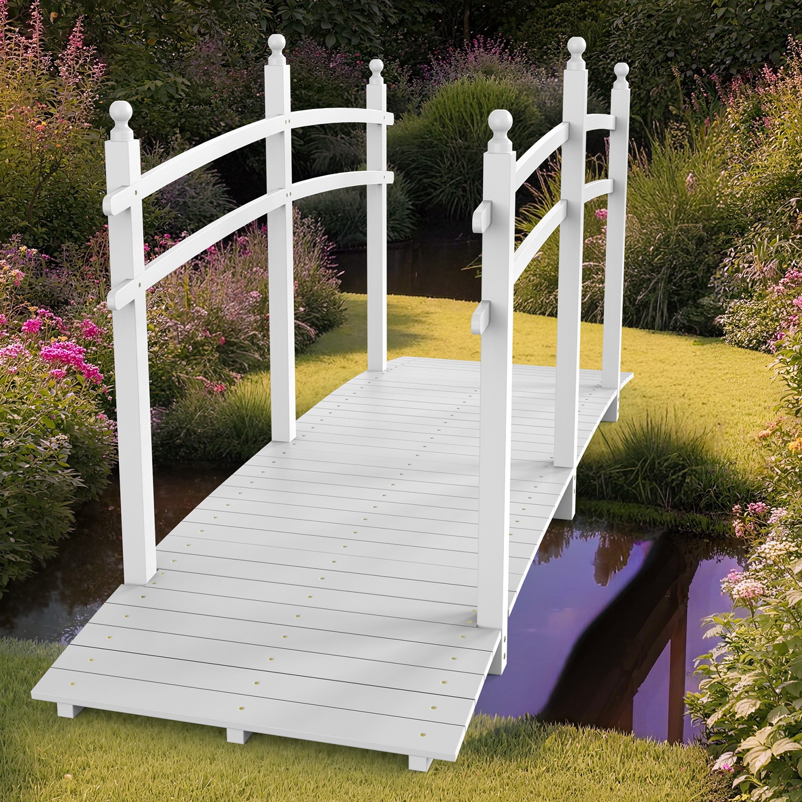 7.5FT Wooden Bridge w/ Handrails Decor Fir Wood for Yard Outdoor Garden Stable
