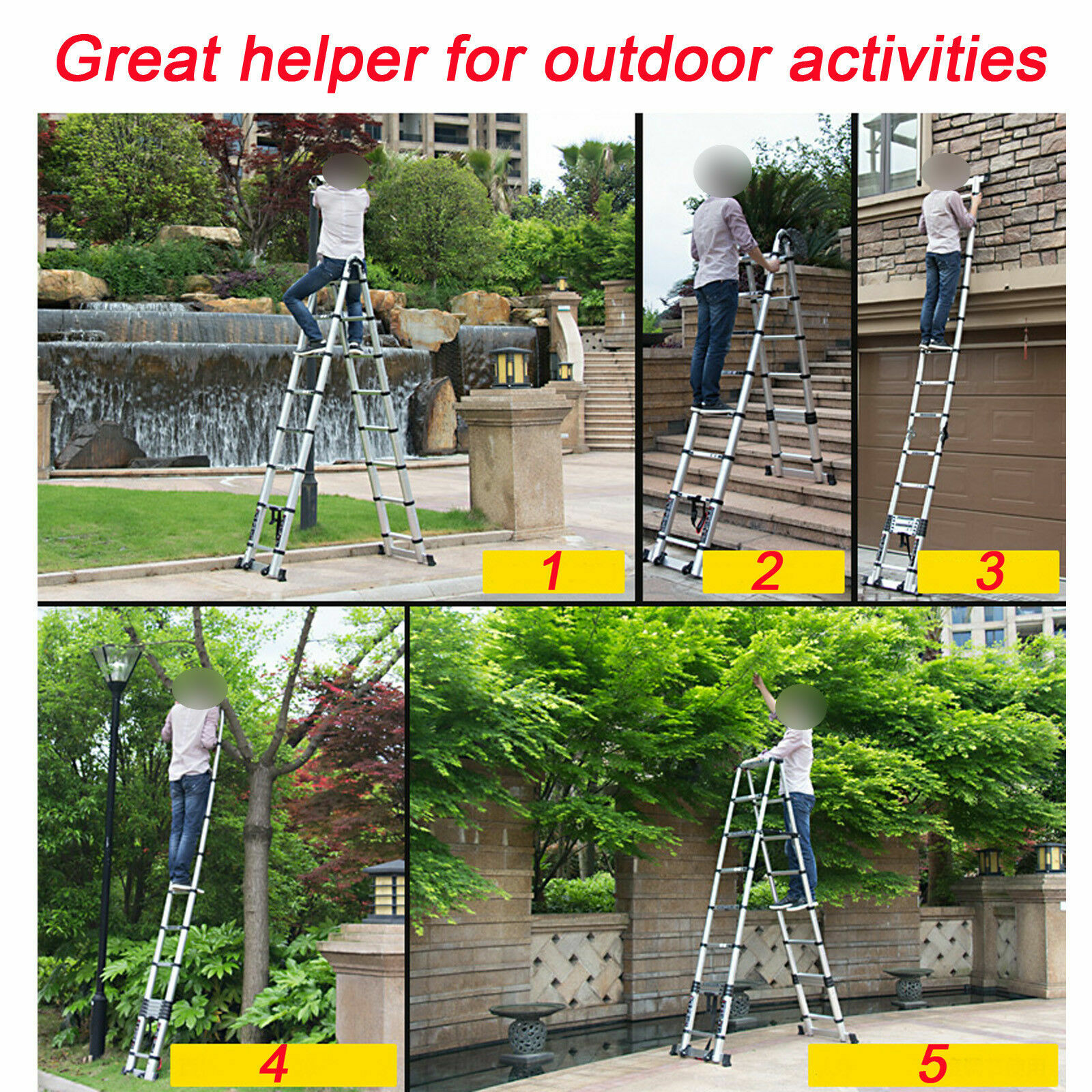 16.5 ft Folding Ladder Aluminum Multi Purpose Extension Ladders Building Supplie