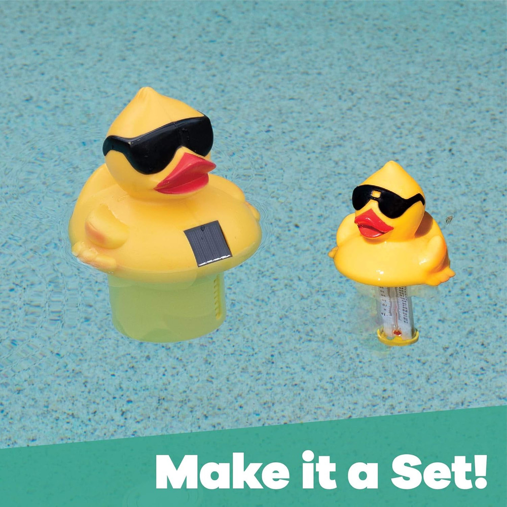 Solar Light-Up Floating Pool Chlorine Dispenser – Derby Duck Design, Adjustable