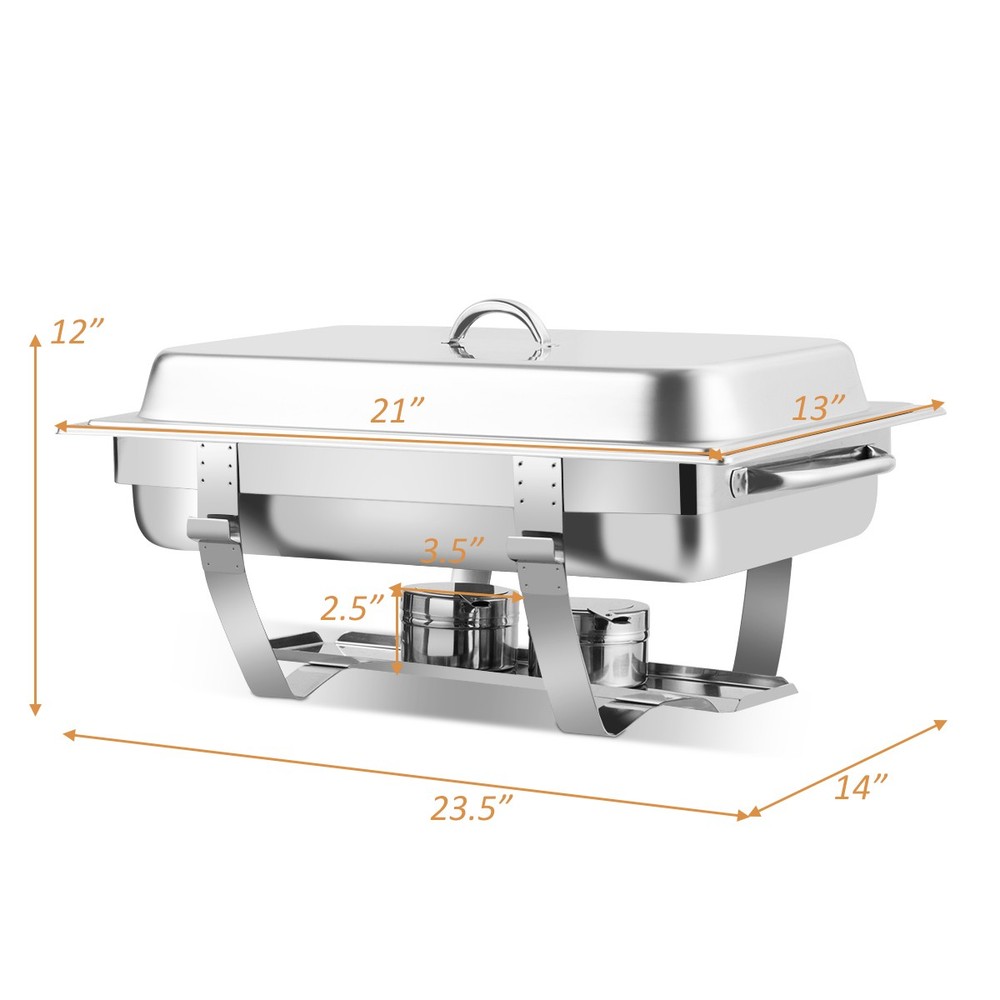 Costway 2PCSs Full Size Chafing Dish 9 Quart Stainless Rectangular Chafer Buffet