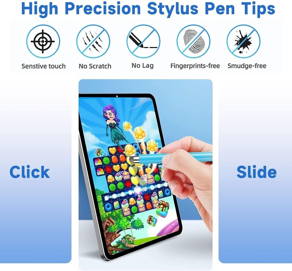 High Precision Stylus Fiber Tips - 10 Pack Non-Scratch & Compatible with Tablets