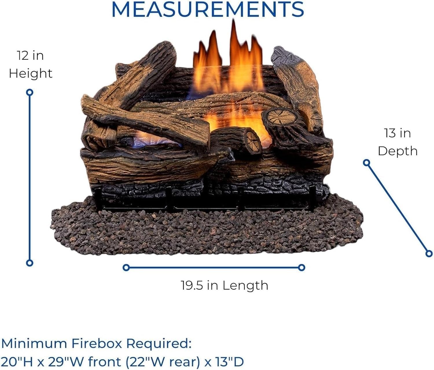 Split Red Oak Ventless Log Set – 18 Inch, 30,000 BTU, Dual Fuel Propane/Natur...