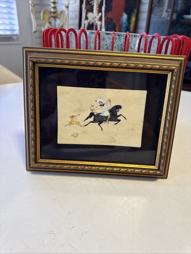 Middle Eastern Persian Miniature Painting On Bone - Signed