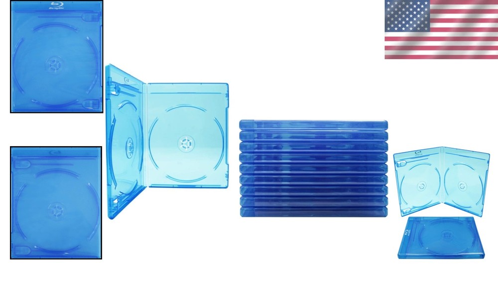 Blue Replacement Cases for Blu-Ray Discs - Pack of 10t**