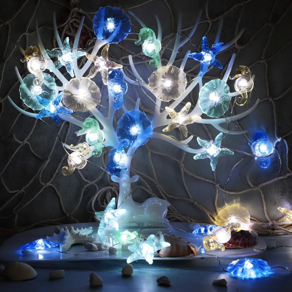 Nautical Ocean Theme String Lights: 30 LEDs with Remote, 10 ft for All Occasions