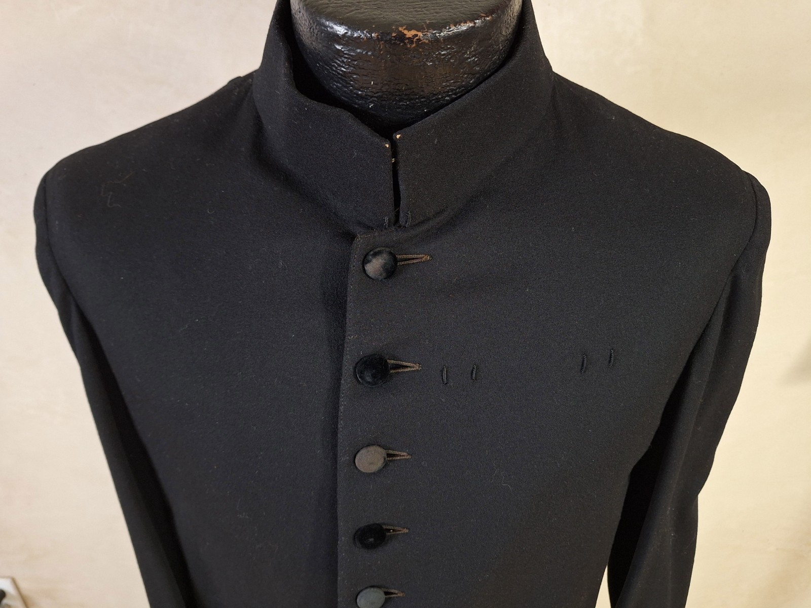 Antique Men's Black Single Breasted Frock Coat 36R S Vtg 1900s Victorian Masonic