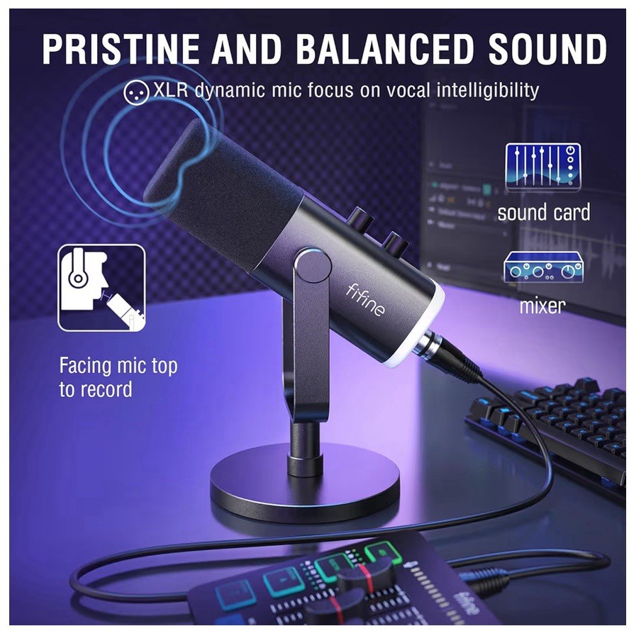 Gaming Audio Computer Streaming Microphone, 4-Channel RGB Mixer Set