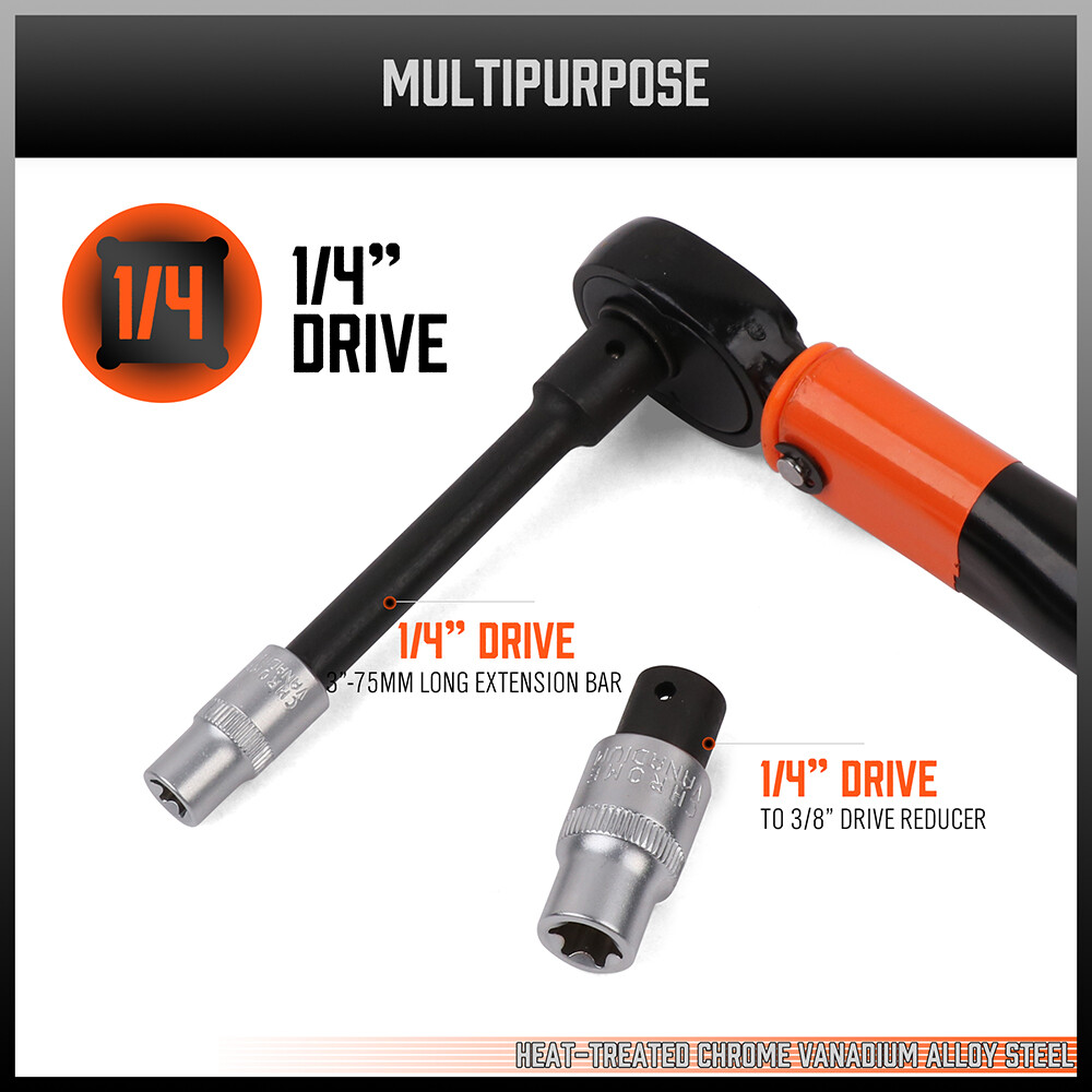 1/4" Torque Wrench Snap Socket Professional Drive Click Type Ratcheting