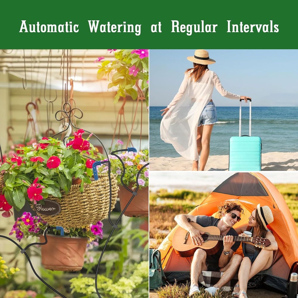 Solar Automatic Drip Irrigation System Kit,IndoorOutdoor,Patio Irrigation System