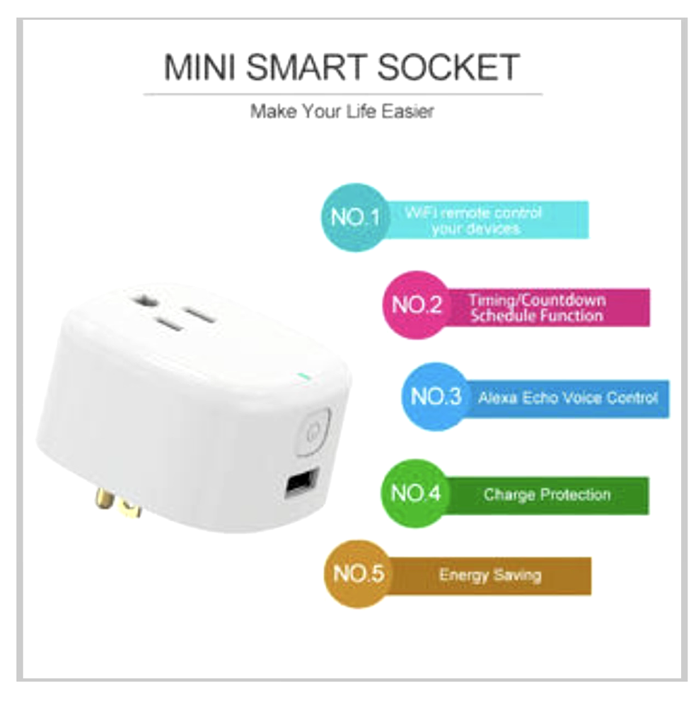 2-PACK AvatarControls Smart WiFi Plug, USB Port, Work with Alexa/Google, UL Cert