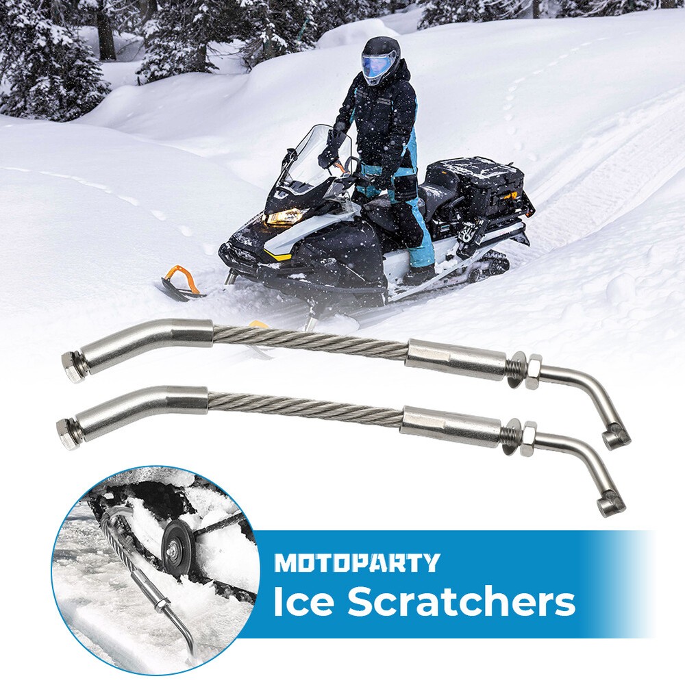 Left+Right Ice Scratchers Carbide Tips Snowmobile Reverse Compatible Universal