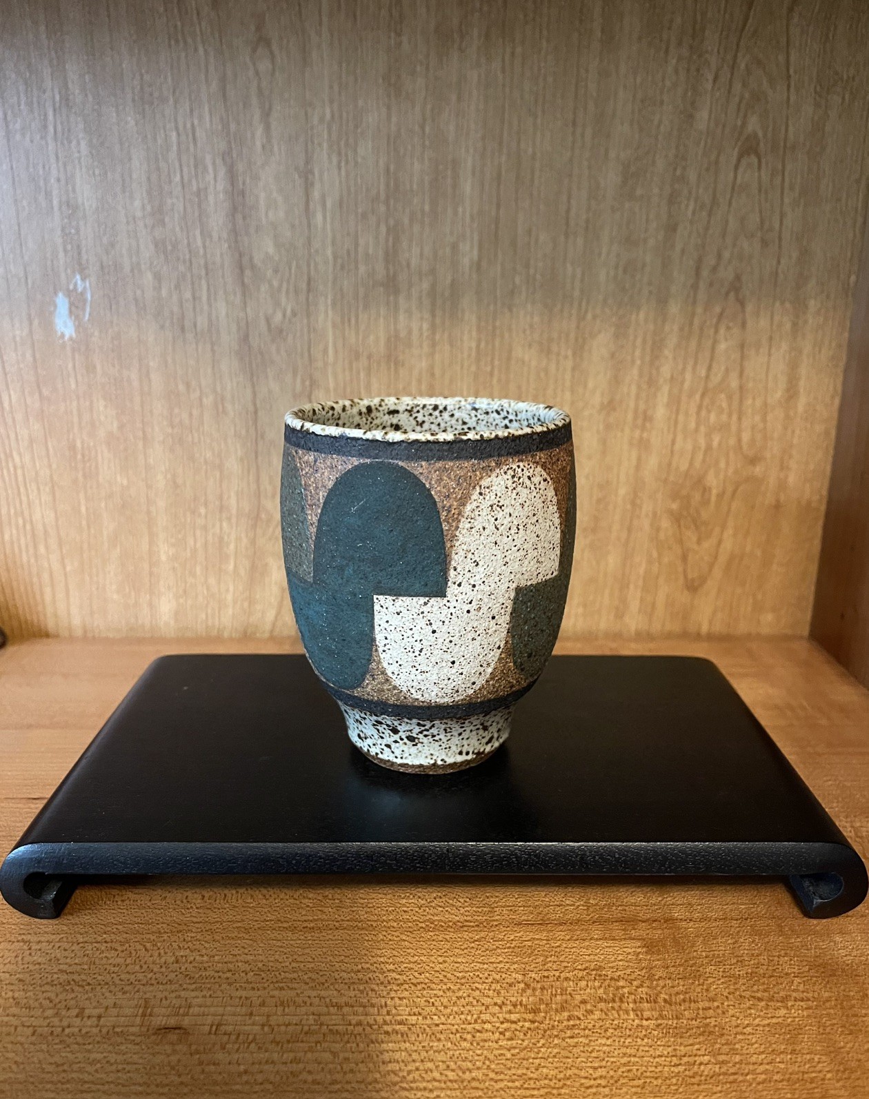 Kat & Roger Modernist Abstract Design Handmade Ceramic Cup