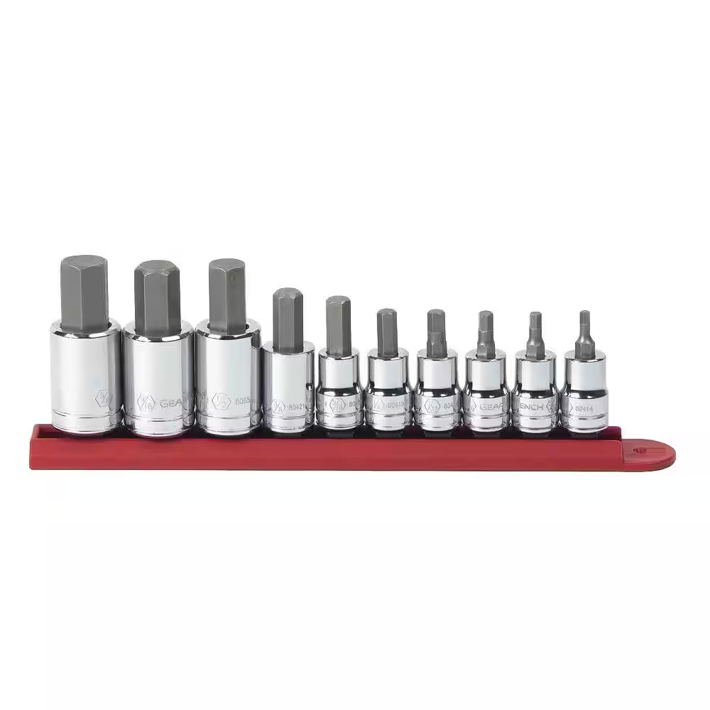 3/8 In. and 1/2 In. Drive Hex Bit SAE Socket Set (10-Piece)