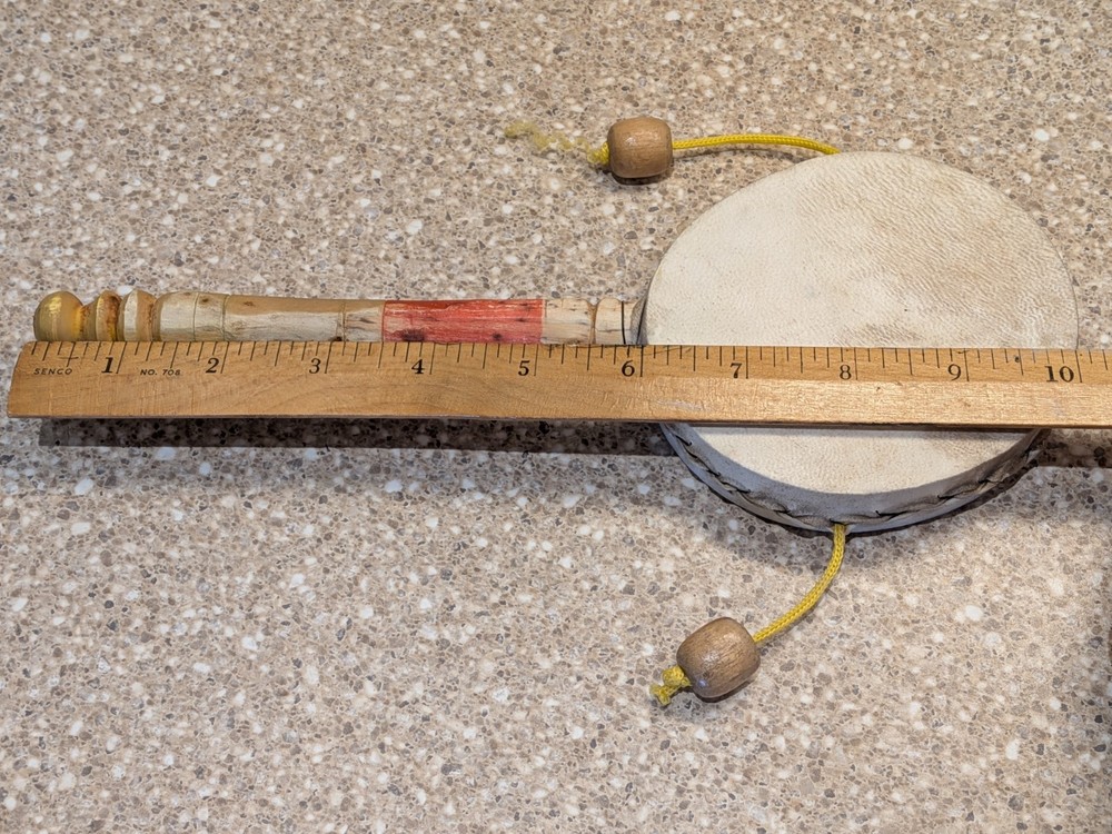 Vintage Hand Spin Monkey Drum Double Sided Percussion Rattle Instrument Morocco