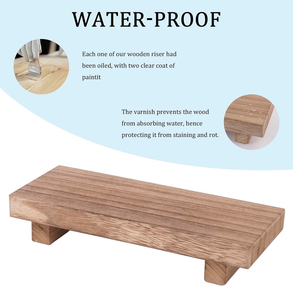 Chic Brown Wood Tray Riser - Multifunctional Stand for Bath & Kitchen Decor
