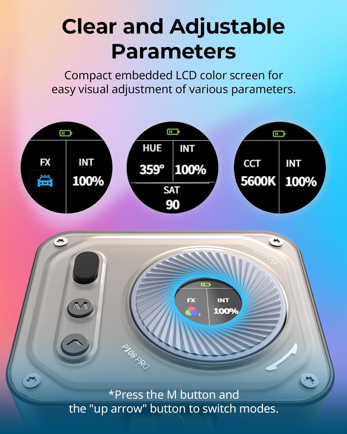 SmallRig Vibe P108 Pro RGB Video Light,Portable Led Camera Light for Photography