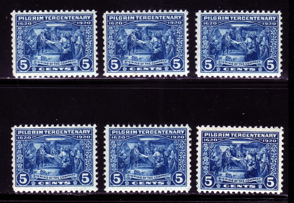 #550 FIVE CENT PILGRIM TERCENTENARY. MEDIUM FINE 1. NEVER HINGED OG. SCV $70