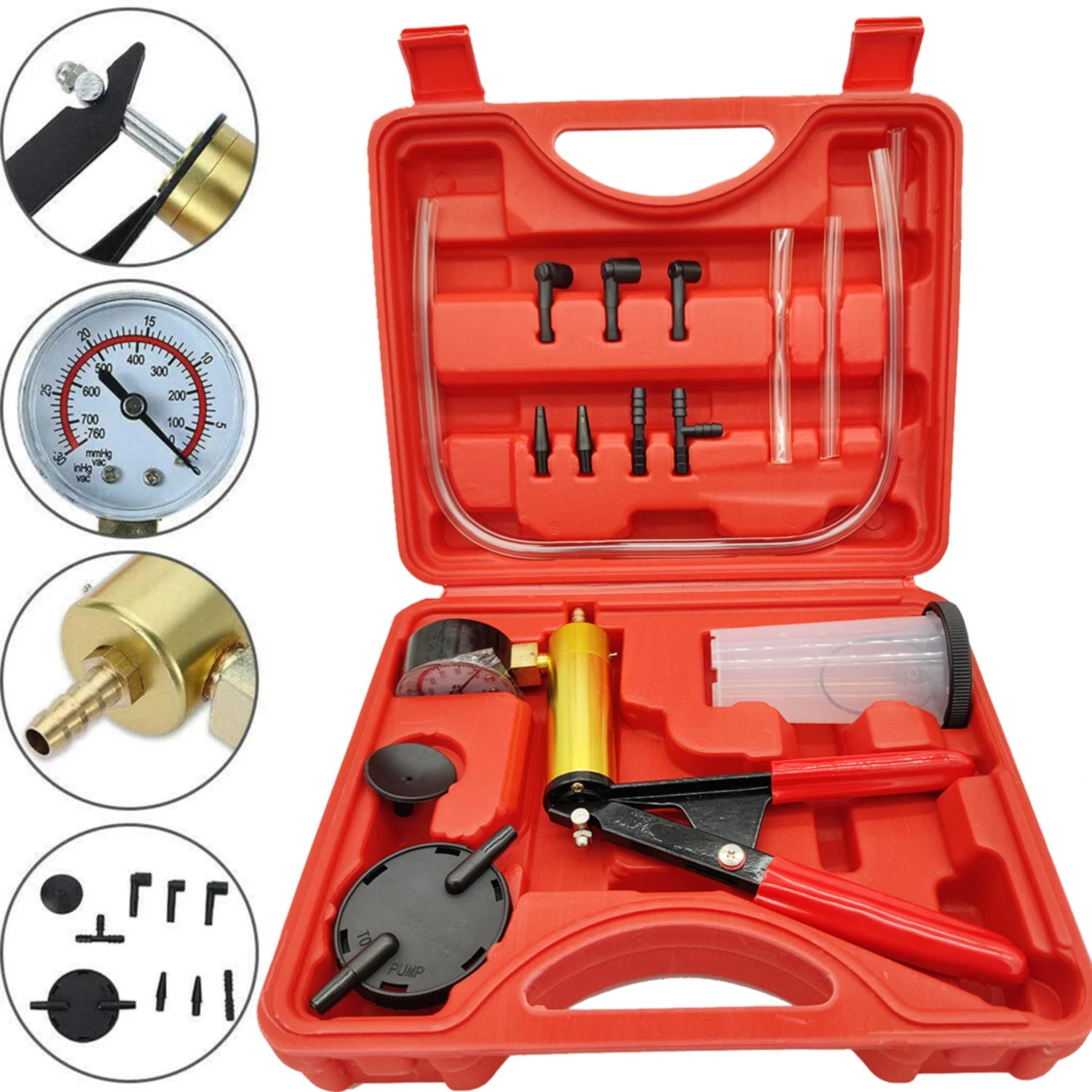 Hand Held Vacuum Pressure Pump Tester Kit Brake Fluid Bleeder Car Auto Tools New