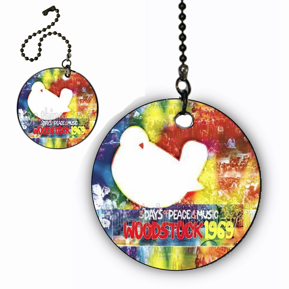 Woodstock Poster 2-Sided Ceiling Fan Lighting Pull Chain 6" Extension