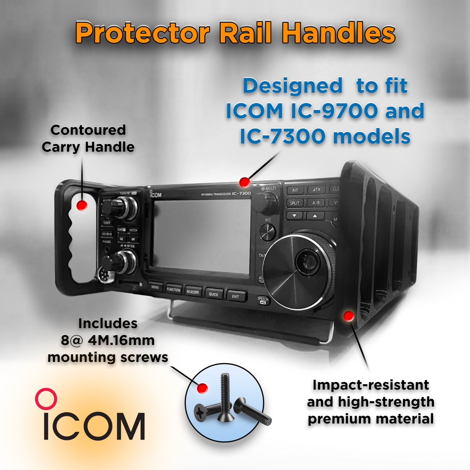 Carry Handles for ICOM IC-9700 and IC-7300 Radio Transceivers