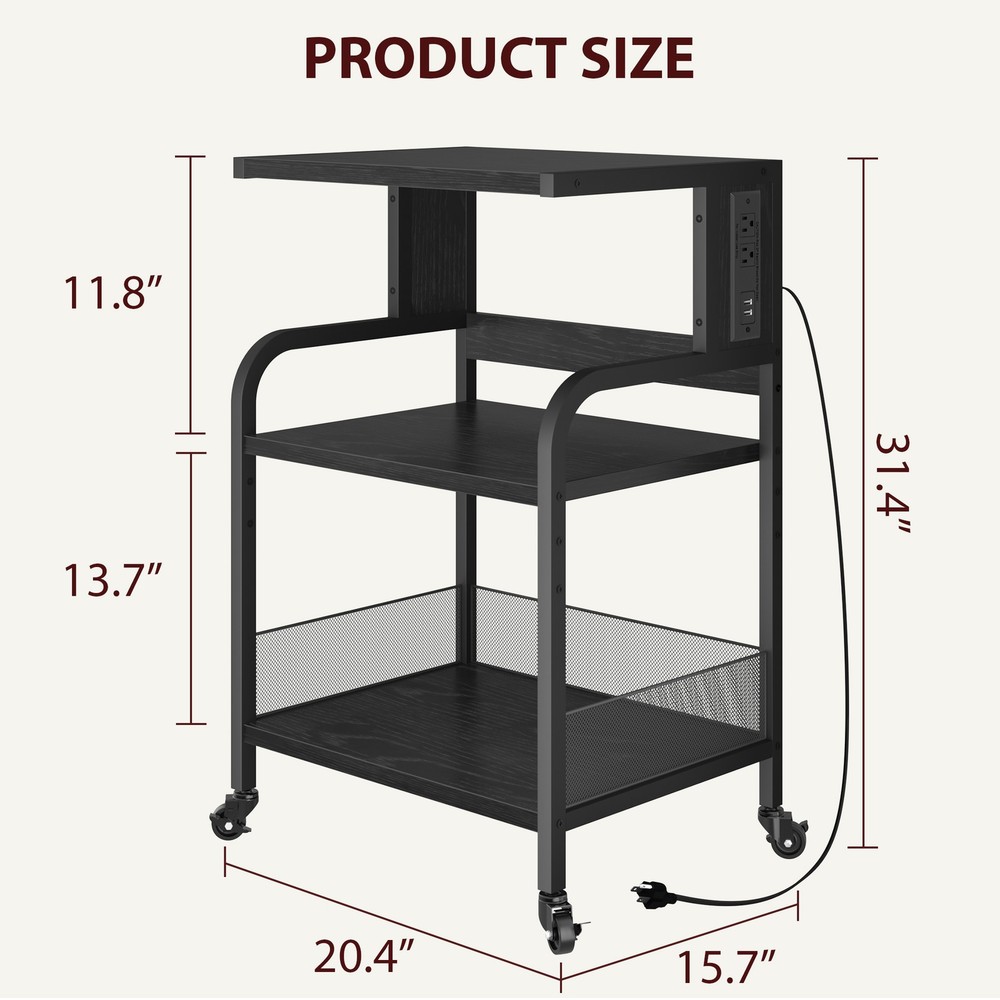 Printer Stand Versatile Printer Frame with 3-Tier Storage shelves and castors