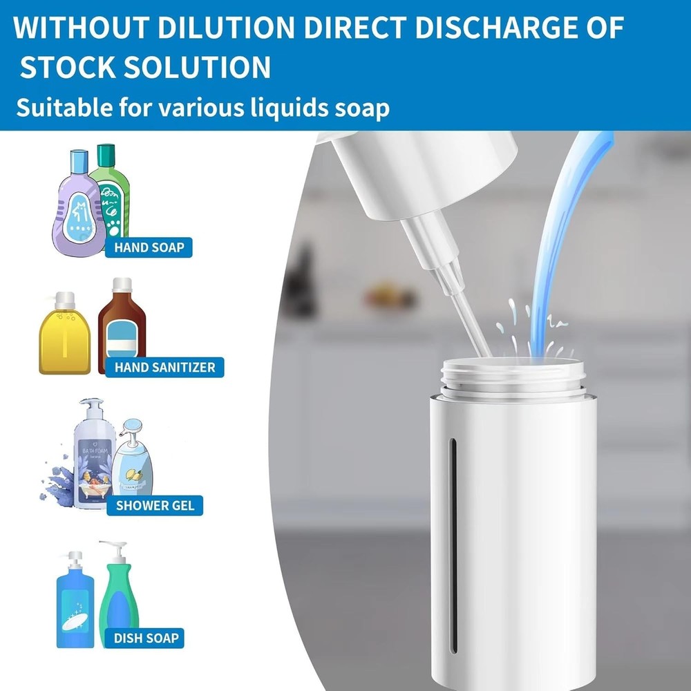 Versatile Automatic Soap Dispenser - Clog-Free, Matte White for Kitchen & Bath