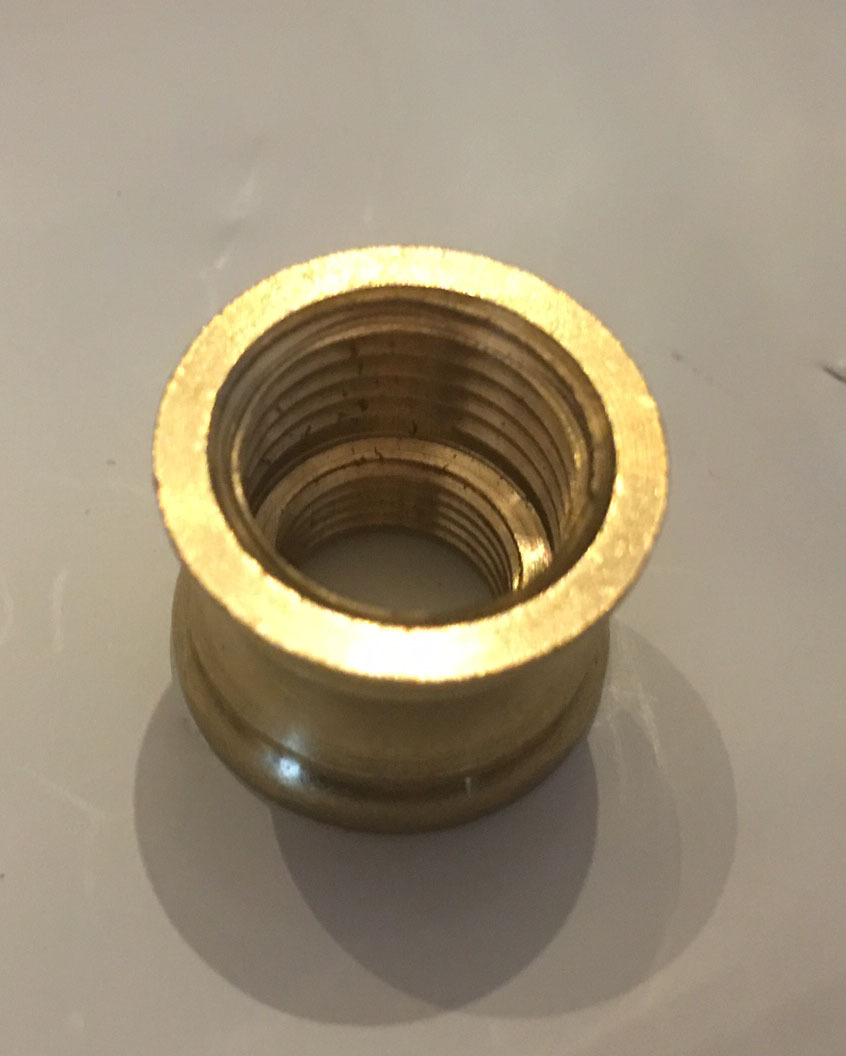 New Unfinished Brass Neck Coupling 1/8F x 1/4F (3/8" x 1/2" lamp pipe) Lamp Part