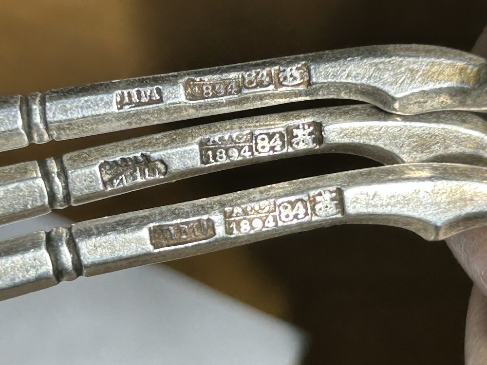 Imperial Russia 84 Silver Engraved Signed Five Spoons